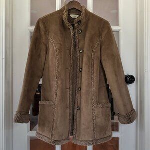 L.L.Bean sherpa lined faux suede jacket. Size M. Brown.